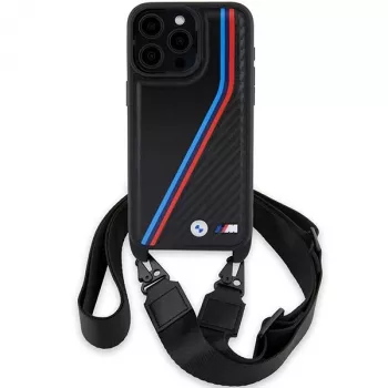 BMW M Edition Carbon Tricolor Lines Hard Case Apple iPhone 15 Pro 6,1 inch musta kantolenkillä