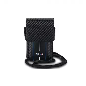 BMW Signature Collection lompakkolaukku iPhone 15 Pro Max - musta Carbon Blue Stripes