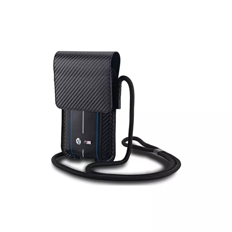 BMW Signature Collection lompakkolaukku iPhone 15 Pro Max - musta Carbon Blue Stripes