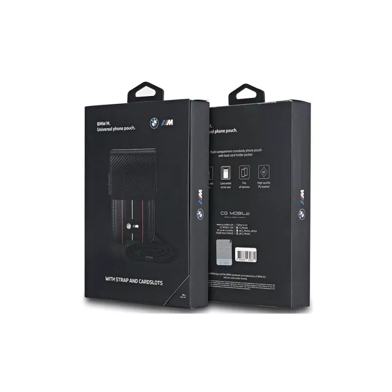 BMW lompakkolaukku iPhone 15 Pro Max - musta Carbon Red Stripes