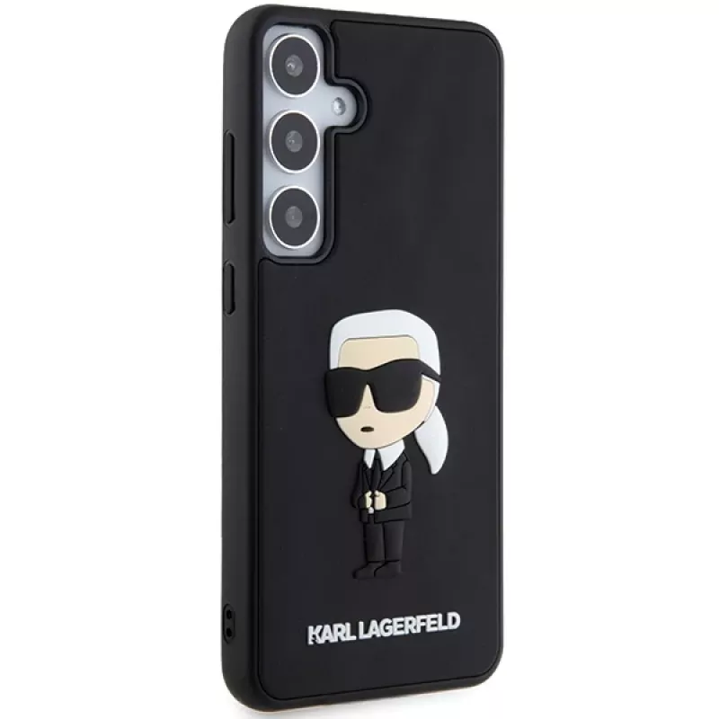 Karl Lagerfeld KLHCS24S3DRKINK S24 S921 musta kova kotelo 3D Rubber Ikonik Samsung Galaxy S24