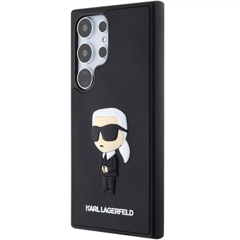 Karl Lagerfeld KLHCS24L3DRKINK kova kotelo 3D Rubber Ikonik Samsung Galaxy S24 Ultra - musta