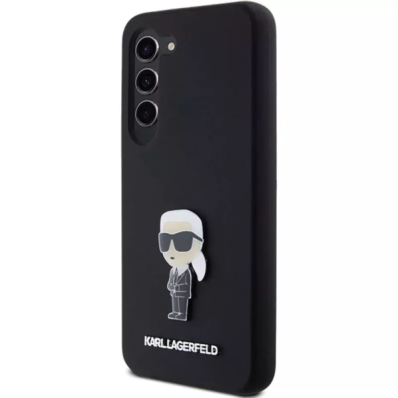 Karl Lagerfeld Ikonik-metallineula silikonikotelo Samsung Galaxy S23:lle - musta