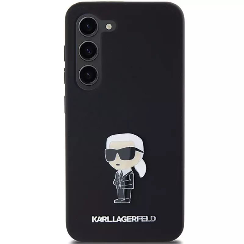 Karl Lagerfeld Ikonik-metallineula silikonikotelo Samsung Galaxy S23:lle - musta
