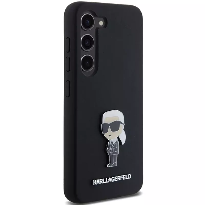 Karl Lagerfeld Ikonik-metallineula silikonikotelo Samsung Galaxy S23:lle - musta