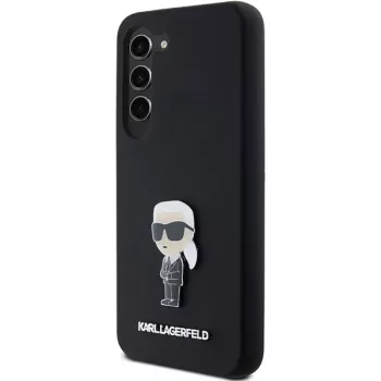 Karl Lagerfeld KLHCS23MSMHKNPK silikoninen Ikonik-metallineulakotelo Samsung Galaxy S23+:lle musta
