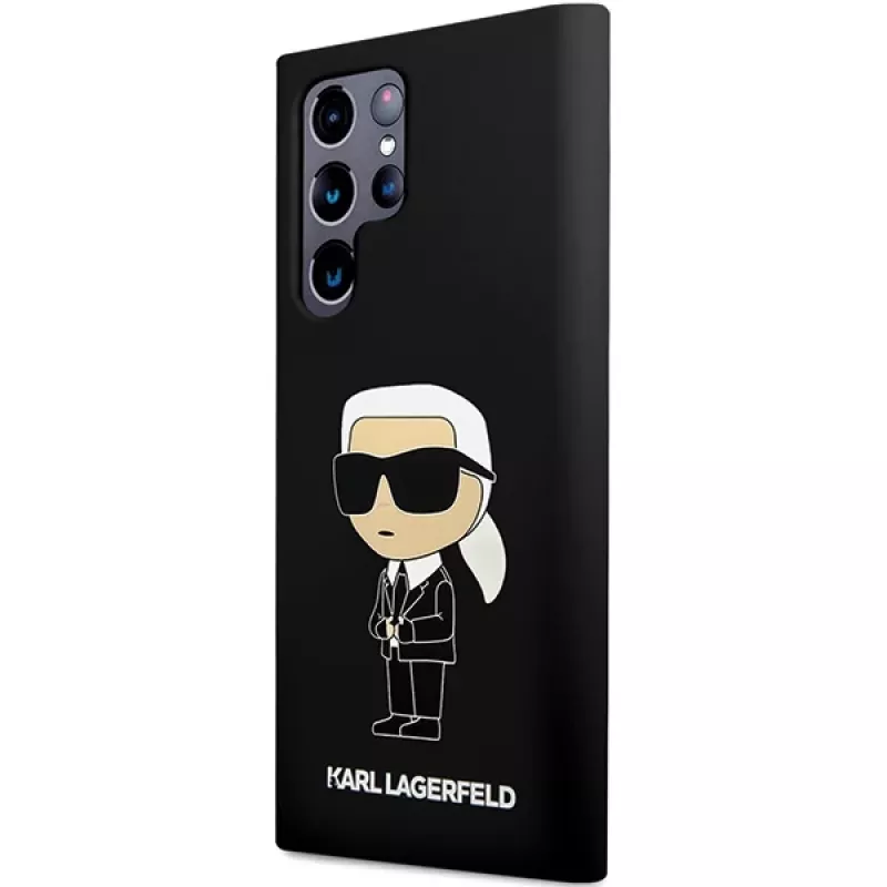 Karl Lagerfeld Ikonik-silikonikotelo Samsung Galaxy S24 Ultralle - musta