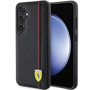 Ferrari FEHCS24SN3DUR S24 S921 musta kovakotelo Carbon Printed Line Samsung Galaxy S24:lle