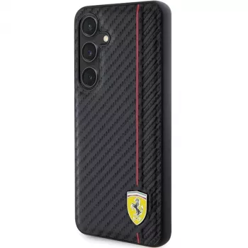 Ferrari FEHCS24SN3DUR S24 S921 musta kovakotelo Carbon Printed Line Samsung Galaxy S24:lle