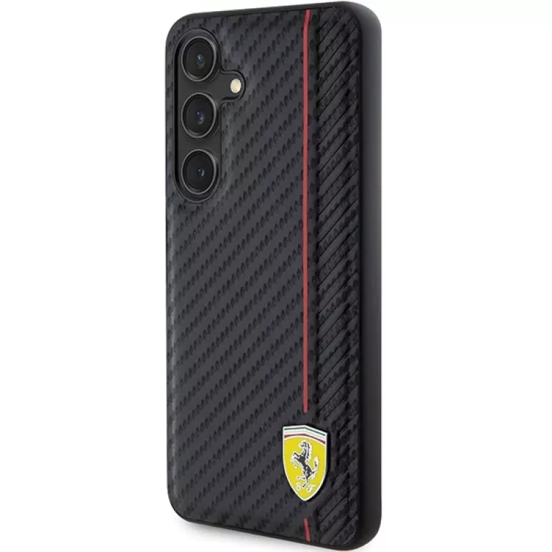 Ferrari FEHCS24SN3DUR S24 S921 musta kovakotelo Carbon Printed Line Samsung Galaxy S24:lle