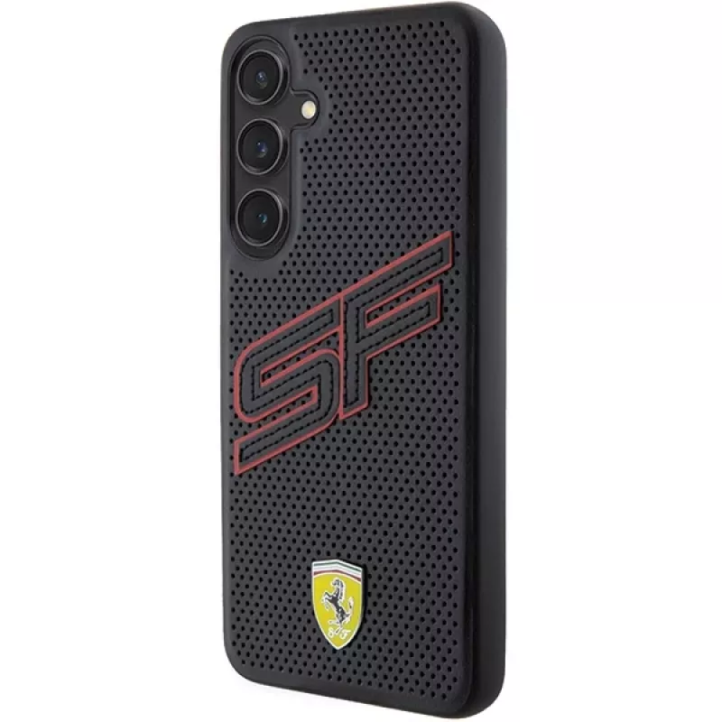 Ferrari FEHCS24SPINK S24 S921 musta kovakotelo Big SF Perforated Samsung Galaxy S24:lle