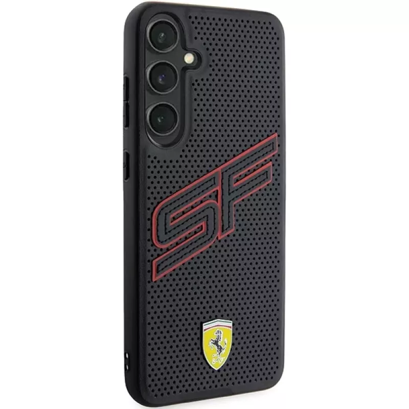 Ferrari FEHCS24SPINK S24 S921 musta kovakotelo Big SF Perforated Samsung Galaxy S24:lle