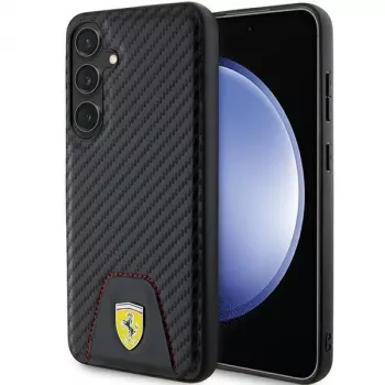 Ferrari FEHCS24MN3PUK kovakotelo Samsung Galaxy S24+:lle (SM-S926) - Carbon Stitched Bottom - musta