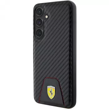 Ferrari FEHCS24MN3PUK kovakotelo Samsung Galaxy S24+:lle (SM-S926) - Carbon Stitched Bottom - musta