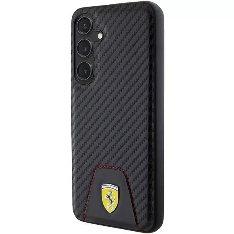 Ferrari FEHCS24MN3PUK kovakotelo Samsung Galaxy S24+:lle (SM-S926) - Carbon Stitched Bottom - musta