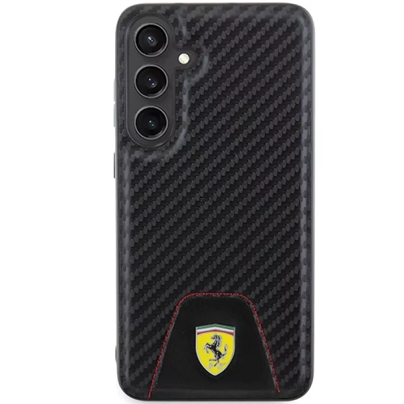 Ferrari FEHCS24MN3PUK kovakotelo Samsung Galaxy S24+:lle (SM-S926) - Carbon Stitched Bottom - musta