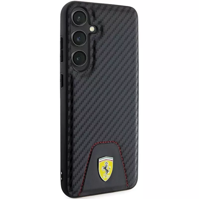 Ferrari FEHCS24MN3PUK kovakotelo Samsung Galaxy S24+:lle (SM-S926) - Carbon Stitched Bottom - musta