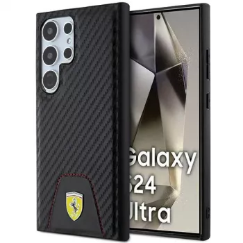 Ferrari FEHCS24LN3PUK kovakotelo Samsung Galaxy S24 Ultralle, Carbon Stitched Bottom, musta