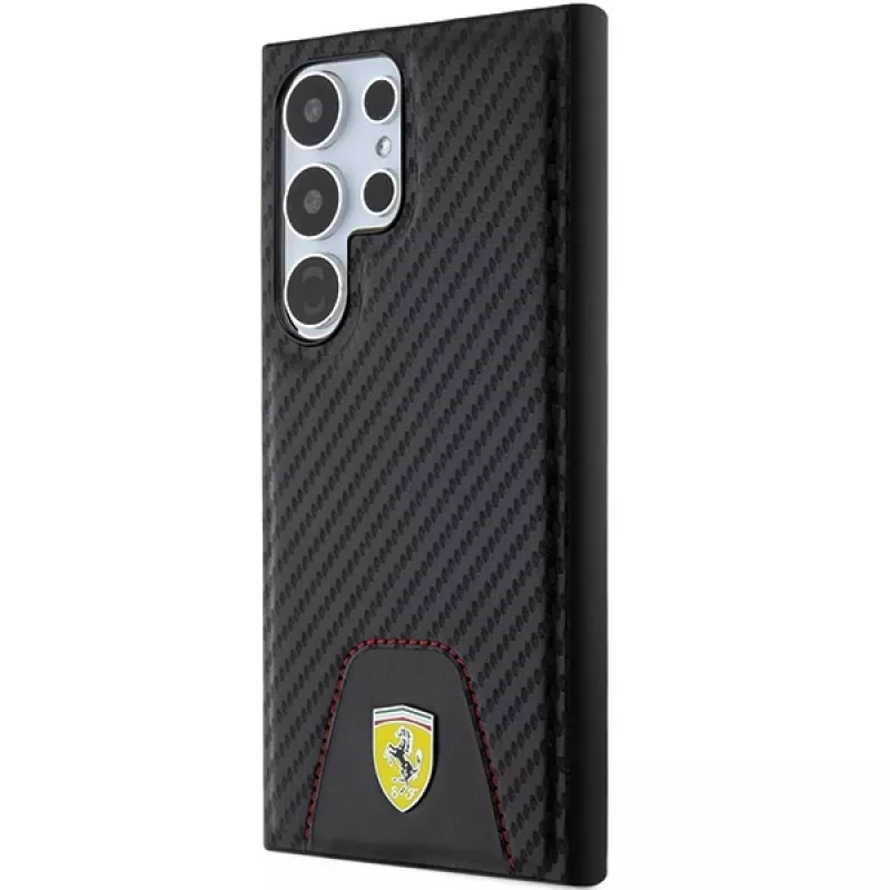 Ferrari FEHCS24LN3PUK kovakotelo Samsung Galaxy S24 Ultralle, Carbon Stitched Bottom, musta