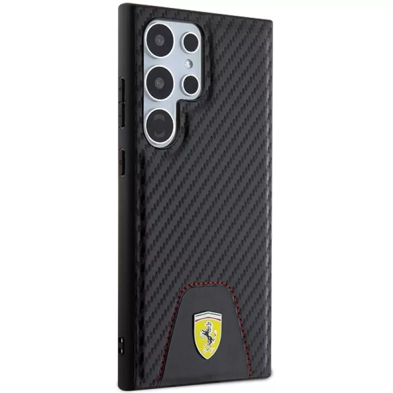 Ferrari FEHCS24LN3PUK kovakotelo Samsung Galaxy S24 Ultralle, Carbon Stitched Bottom, musta