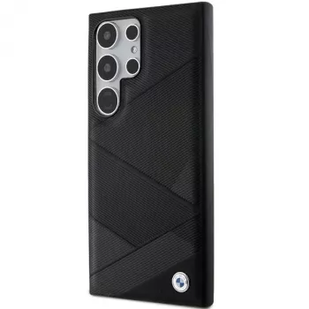 BMW BMHCS24L23RCGPK S24 Ultra S928 musta kovakotelo Signature Leather Crossing Lines Pattern