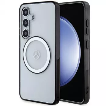 MERCEDES-BENZ MEHMS24S23HUOKC läpinäkyvä kovakuori Samsung Galaxy S24:lle painetulla logolla ja MagSafella