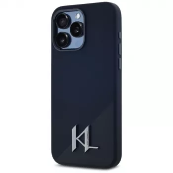 KARL LAGERFELD silikoninen Shadow Metal Initial MagSafe-kotelo iPhone 15 Pro, musta