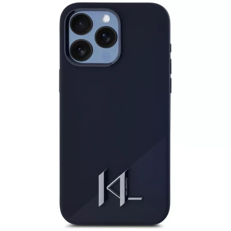 KARL LAGERFELD silikoninen Shadow Metal Initial MagSafe-kotelo iPhone 15 Pro, musta