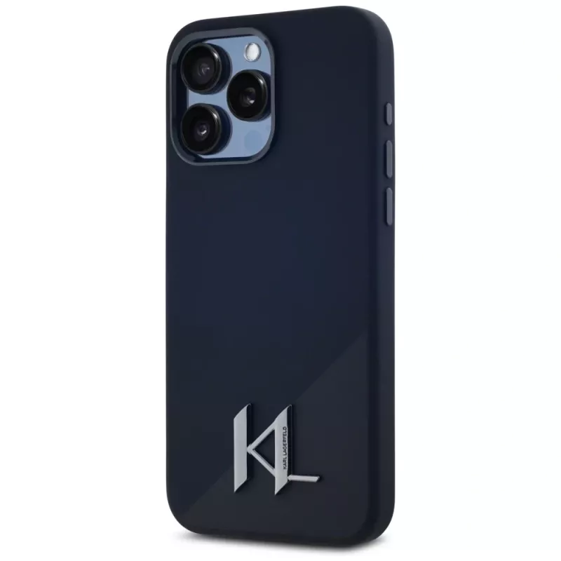 Karl Lagerfeld silikoninen Shadow Metal Initial MagSafe-kotelo iPhone 15 Pro Max musta