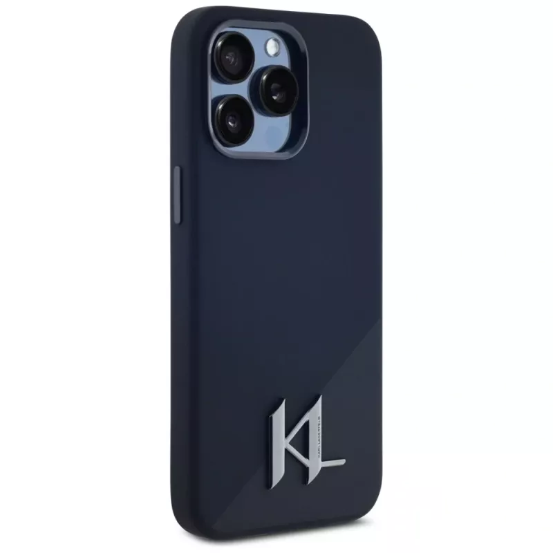 Karl Lagerfeld silikoninen Shadow Metal Initial MagSafe-kotelo iPhone 15 Pro Max musta