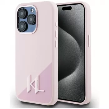KARL LAGERFELD silikoninen Shadow Metal Initial MagSafe-kotelo iPhone 15 Pro Max, pinkki