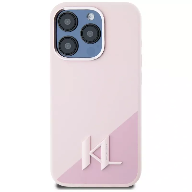 KARL LAGERFELD silikoninen Shadow Metal Initial MagSafe-kotelo iPhone 15 Pro Max, pinkki