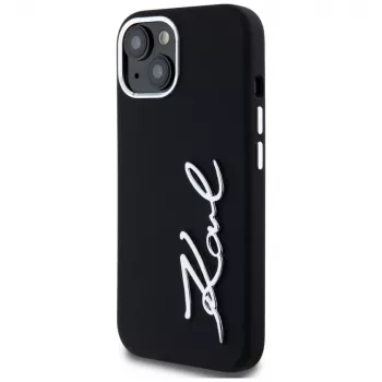 KARL LAGERFELD silikoninen Metal Script Logo -kotelo Apple iPhone 15, musta