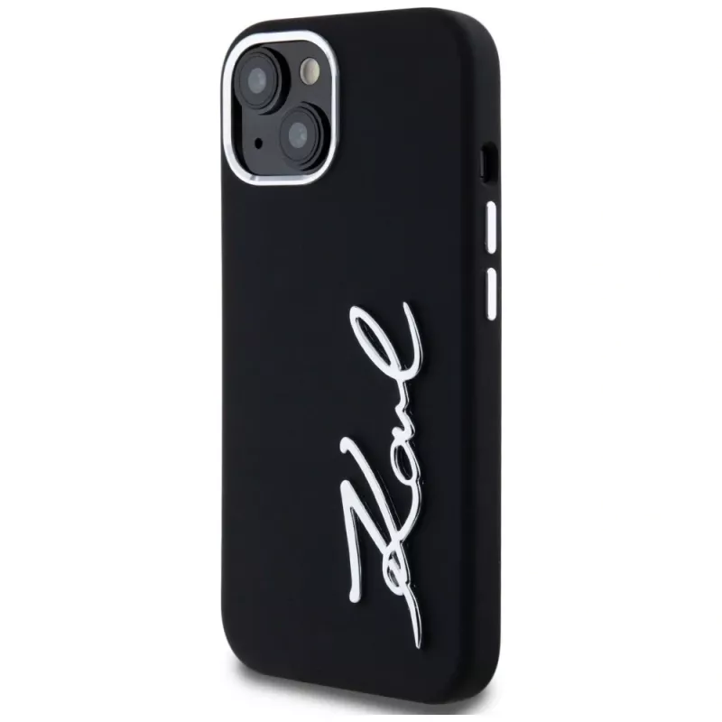 KARL LAGERFELD silikoninen Metal Script Logo -kotelo Apple iPhone 15, musta