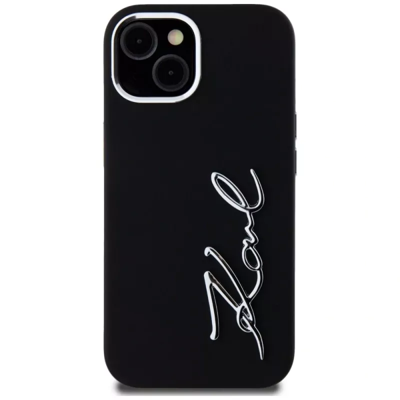 KARL LAGERFELD silikoninen Metal Script Logo -kotelo Apple iPhone 15, musta