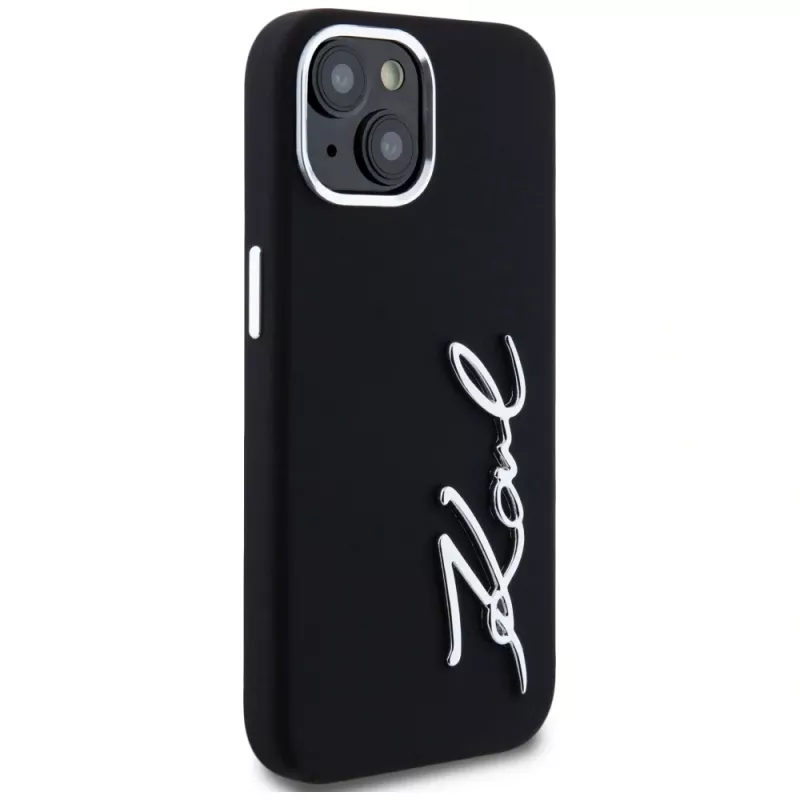 KARL LAGERFELD silikoninen Metal Script Logo -kotelo Apple iPhone 15, musta