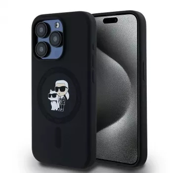 Karl Lagerfeld KLHMP15LSCMKCRHK iPhone 15 Pro 6.1 musta kovakotelo silikoni Karl & Choupette MagSafe