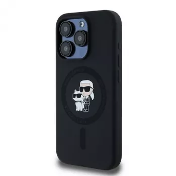 Karl Lagerfeld KLHMP15LSCMKCRHK iPhone 15 Pro 6.1 musta kovakotelo silikoni Karl & Choupette MagSafe