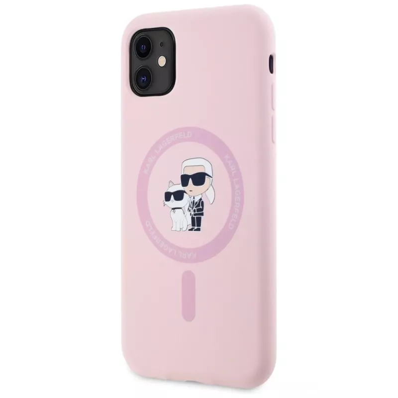 KARL LAGERFELD silikoninen Karl&Choupette MagSafe-kotelo iPhone 11 pinkki