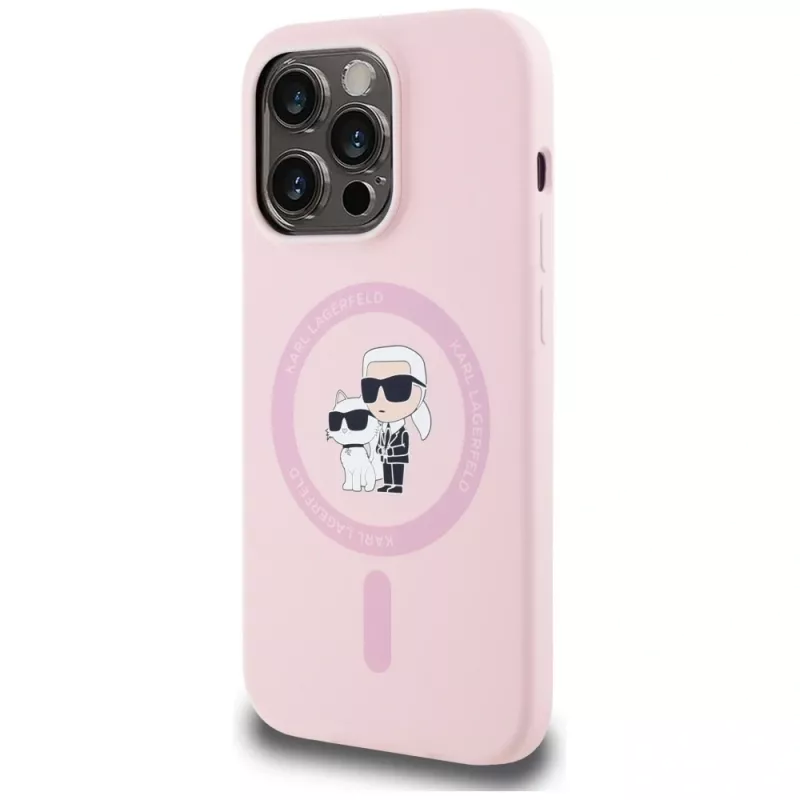 KARL LAGERFELD silikoninen Karl&Choupette MagSafe-kotelo iPhone 14 Pro Max pinkki