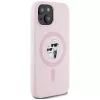 Karl Lagerfeld silikoninen Karl & Choupette MagSafe-kotelo iPhone 15 pinkki