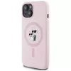 Karl Lagerfeld silikoninen Karl & Choupette MagSafe-kotelo iPhone 15 Plus pinkki