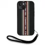 KARL LAGERFELD Saffiano Athleisure Stripes Cord -kotelo iPhone 15, musta-punainen