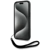KARL LAGERFELD Saffiano Athleisure Stripes Cord -kotelo iPhone 15, musta-punainen