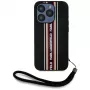 KARL LAGERFELD Saffiano Athleisure Stripes Cord -kotelo iPhone 15 Pro, musta/punainen