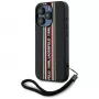 KARL LAGERFELD Saffiano Athleisure Stripes Cord -kotelo iPhone 15 Pro Max, musta/punainen