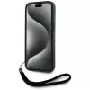 KARL LAGERFELD Saffiano Athleisure Stripes Cord -kotelo iPhone 15 Pro, musta/vaaleanpunainen