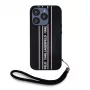 Karl Lagerfeld Saffiano Athleisure Stripes Cord -kotelo iPhone 15 Pro Max musta pinkki