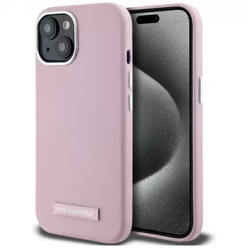 KARL LAGERFELD FW Metal Plate MagSafe -takakansi Apple iPhone 15, pinkki