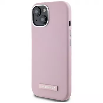 KARL LAGERFELD FW Metal Plate MagSafe -takakansi Apple iPhone 15, pinkki
